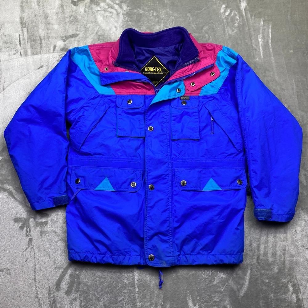 VTG‎ Youngone GORE-TEX Colorblock Ski Jacket Blue Pink Teal Outdoor Adventure L